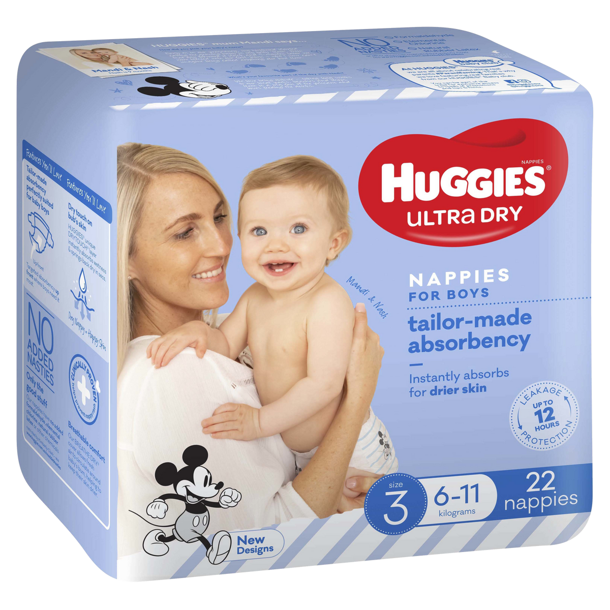 Huggies Ultra Dry Crawler Boys Size 3 (6-11kg), 22 Pack - Frankie Supermarket