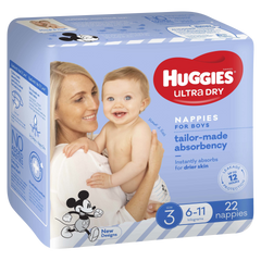 Huggies Ultra Dry Crawler Boys Size 3 (6-11kg), 22 Pack - Frankie Supermarket