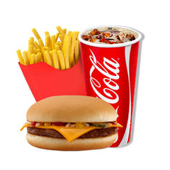 CHEESE BURGER COMBO - 1 CHEESEBURGER, 1 SMALL FRIES, 1 SMALL DRINK   [Available only at Frankie Mall, Frankie Lotopa, Frankie Utualii and Frankie Hypermarket Vaitele]