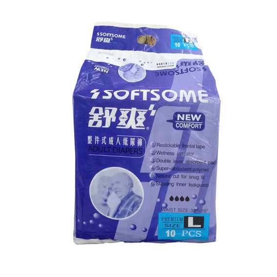 Softsome Adult Diaper Large 10'S