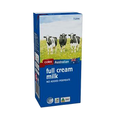 Coles Full Cream Milk 1ltr